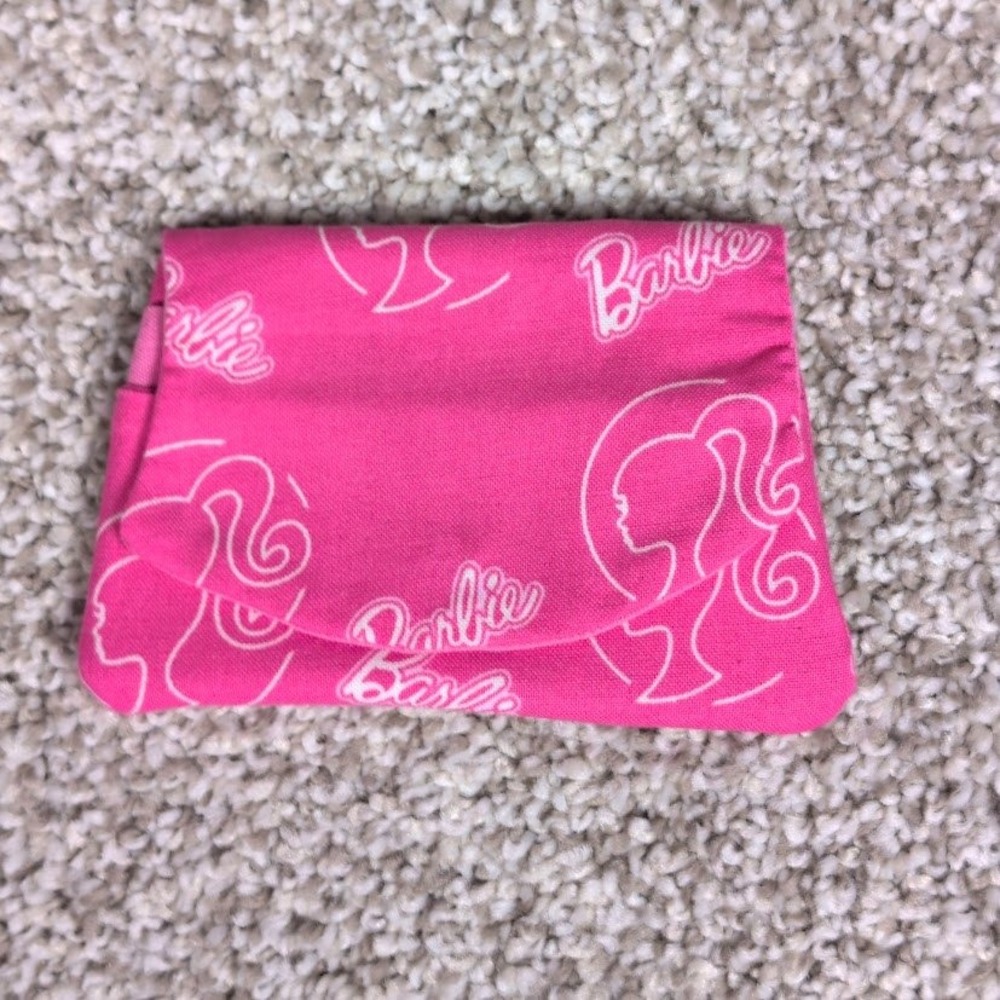 Barbie Pink Silhouette Logo Fabric Pocket Wallet Card Holder Snap Closure